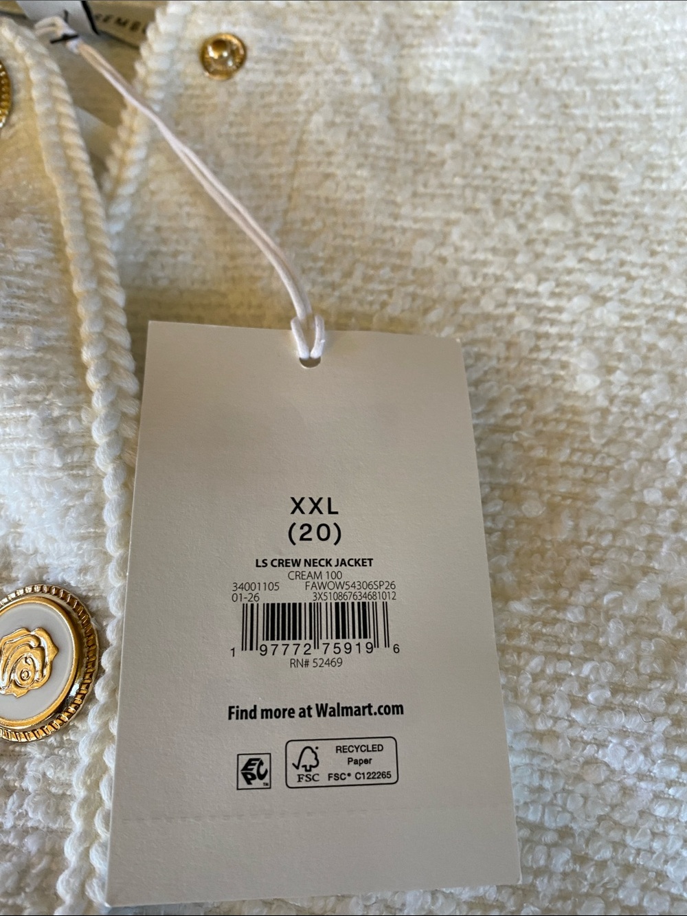 Free Assembly Elegant White Bouclé Button-Front Jacket - Picture 10 of 10